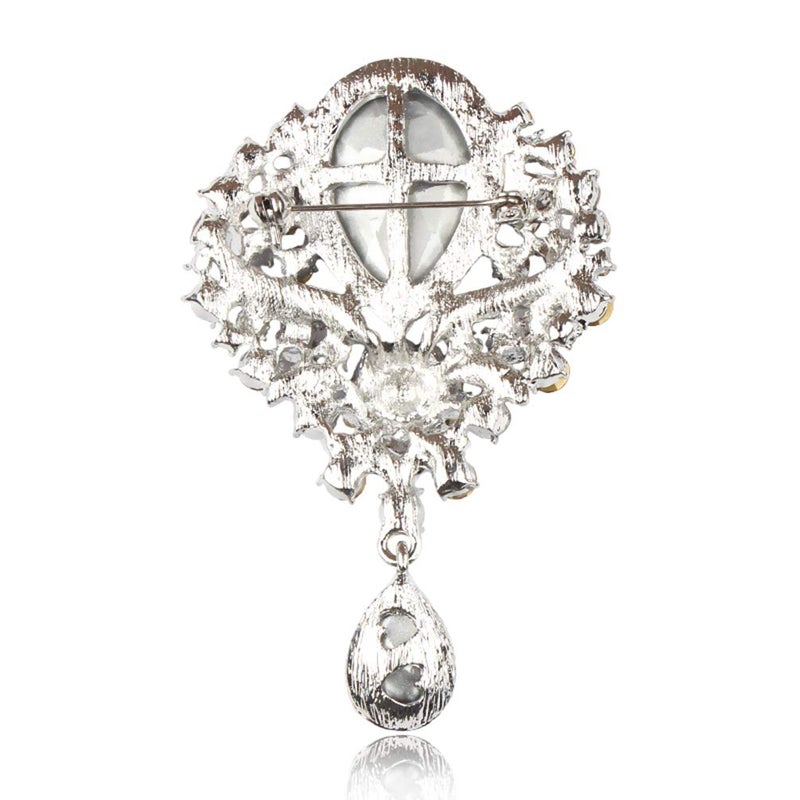 Axmerdal Wedding Bridal Big Crystal Rhinestone Bouquet Brooch Pin for Women (silver) - Image 3